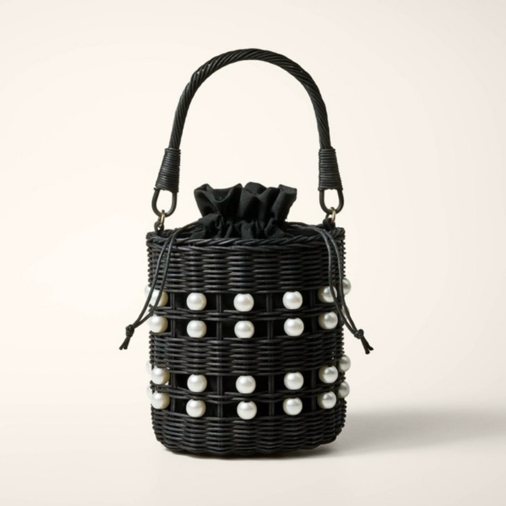 NWT kate spade x Target black straw purse with pearls